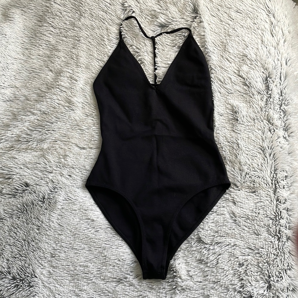 Black open back bodysuit